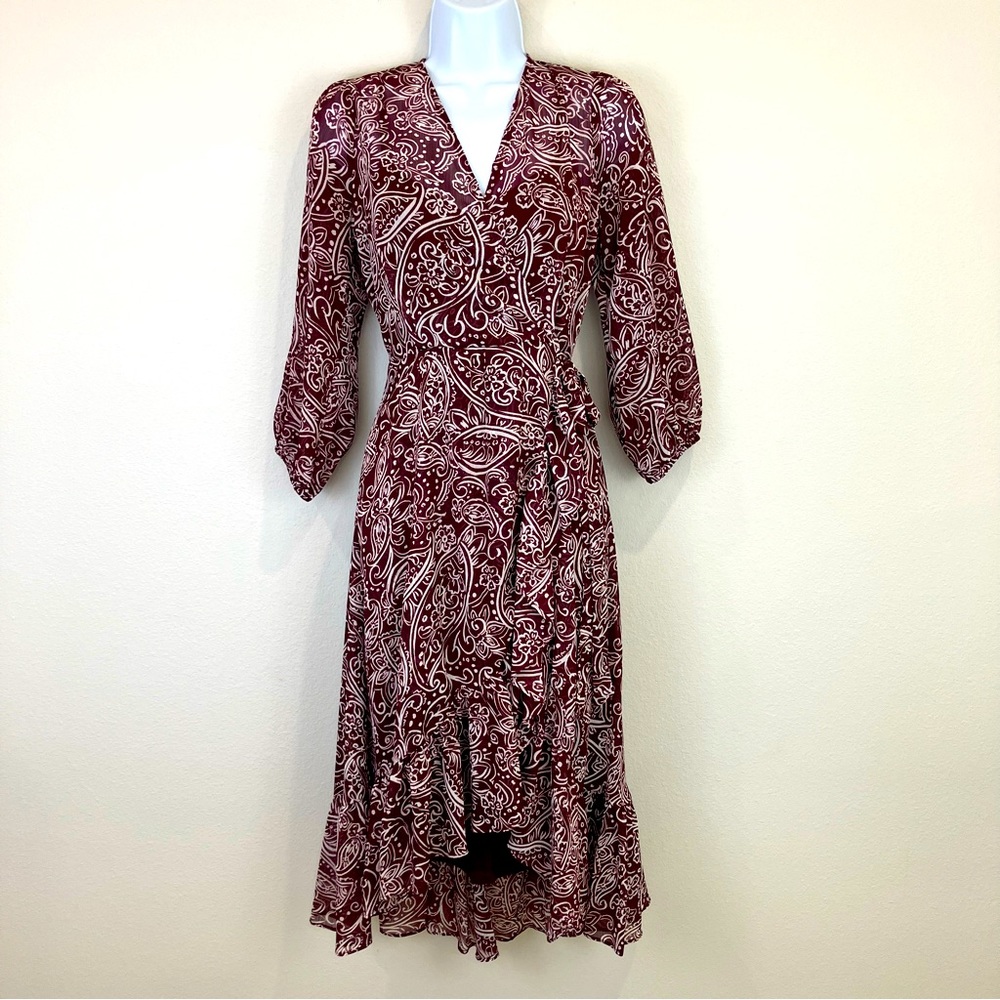 Calvin Klein Floral Print Chiffon Faux Wrap Dress